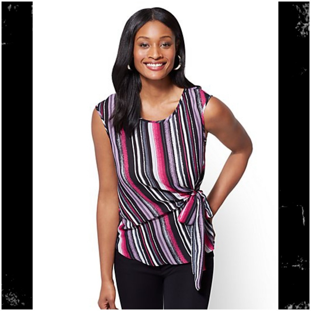 Pink and Purple Side-Tie Blouse